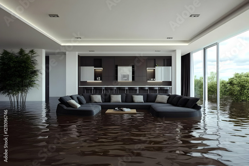 Flooded Modern Living Room ...