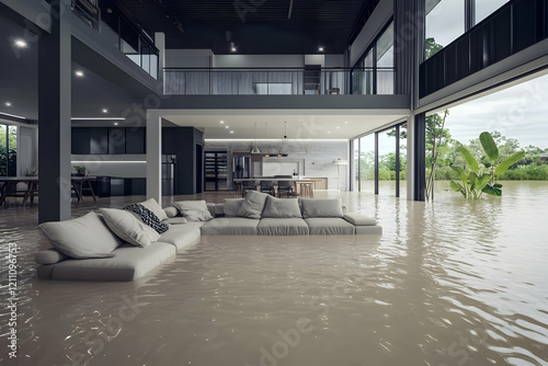 Flooded Modern Home Interio...