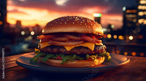 Delicious Burger with Grill...