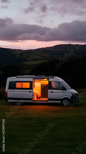 Camper Van Parked in a Fiel...