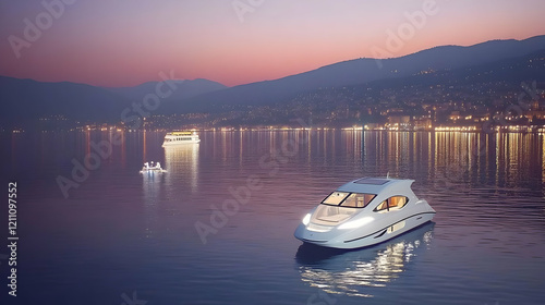 Futuristic Boat Floats Sere...