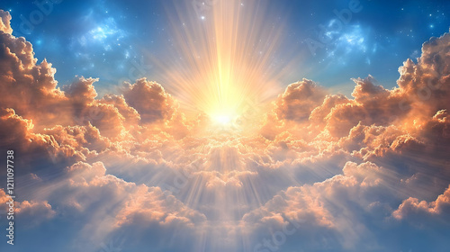 Golden sun shines through c...