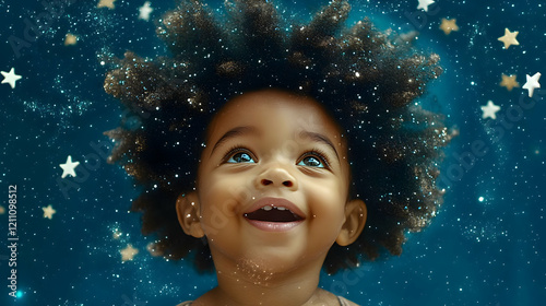 A Child Gazes Up at a Starr...