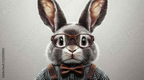 Stylish Rabbit Wears Glasse...