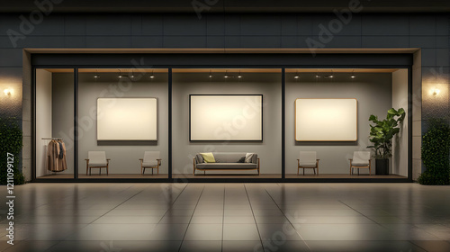 Modern storefront with blan...