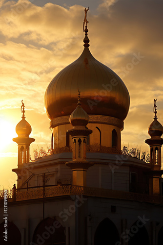 A magnificent mosque at sunset. Beautiful view
