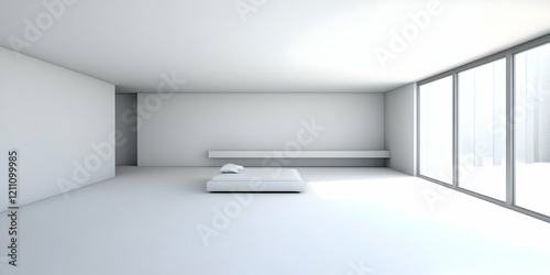 White Minimalist Room Inter...