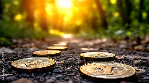 Gold Coins Form a Path Lead...