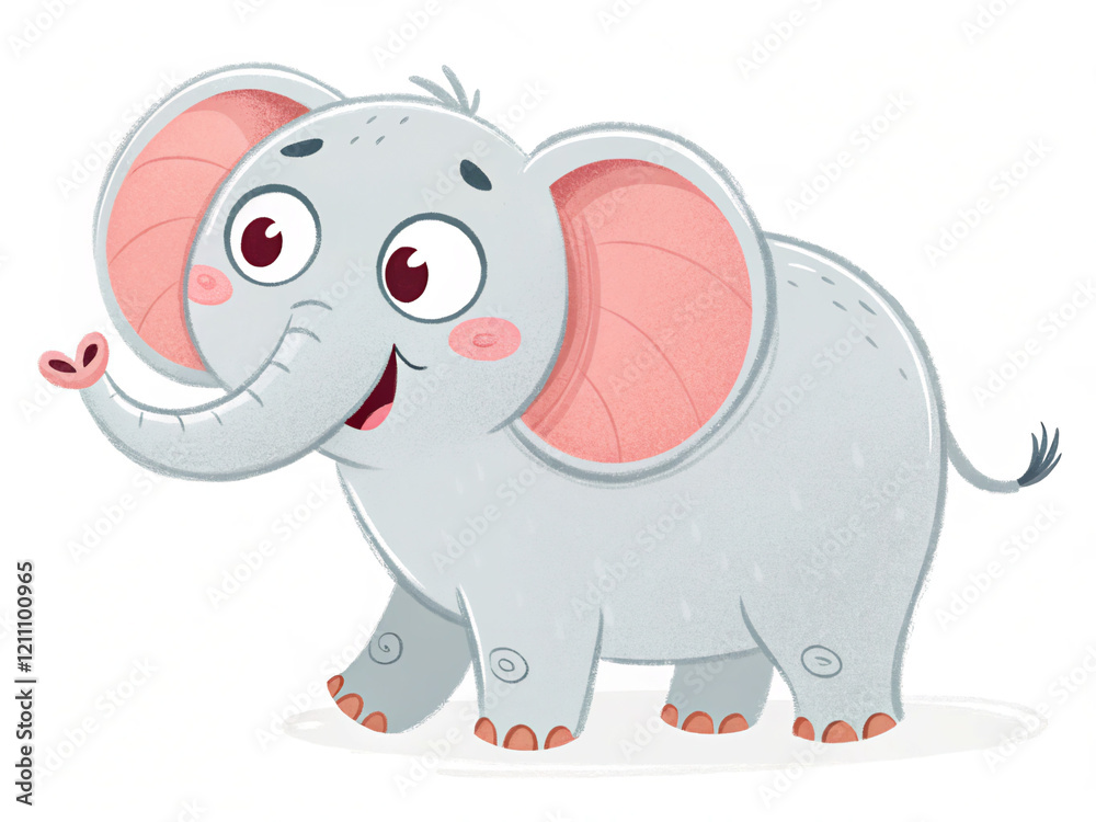 elephant, animal, cartoon, illustration, baby, vector, mammal, fun, safari, character, cute, wildlife, funny, wild, nature, drawing, art, animals, jungle, zoo, pink, clipart, cheerful, mascot, design