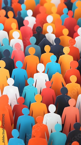 Colorful Crowd of People Fi...