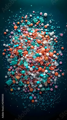 Colorful Pills and Crushed ...