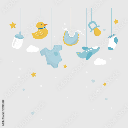 Baby shower border background vector