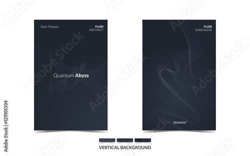 VERTICAL BACKGROUND 61 EDITABLE DARK COLOR COVER DESIGN, WITH FLUID WIREFRAME ARTWORK FOR A LOT OF DESIGN NEEDS	