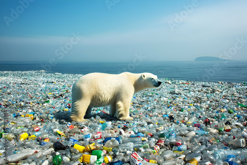 Polar Bear Walks on a Beach...
