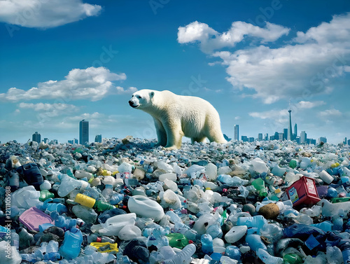 Polar Bear Stands on a Moun...