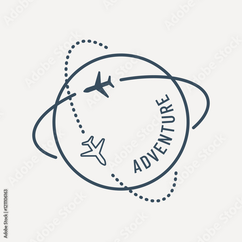 Global travel line icon vector