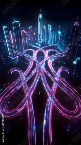 Futuristic Cityscape with G...