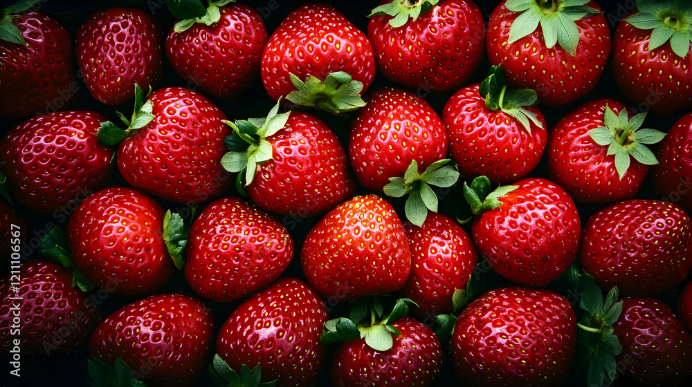 Ripe Red Strawberries Form a Vibrant and Delicious Background Texture. Ripe Red Strawberries Form a Vibrant and Delicious Background Texture.