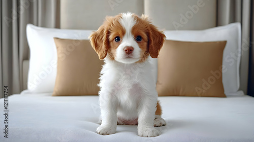 Adorable Puppy Sits Calmly ...