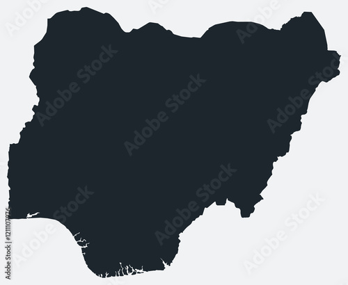 Nigeria map. Just a simple border map. Shape of the country. Flat blank Nigeria outline. Vector boundary illustration.