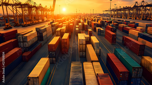 Cargo Containers Stacked at...