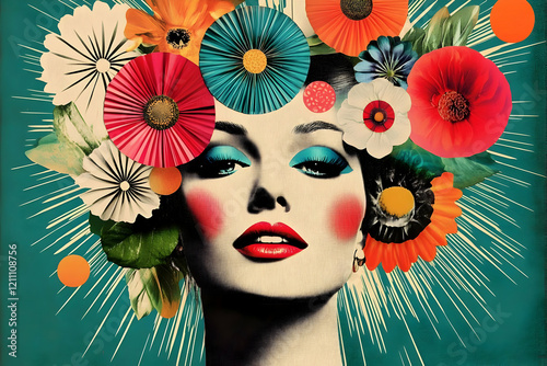 Woman with Colorful Floral ...