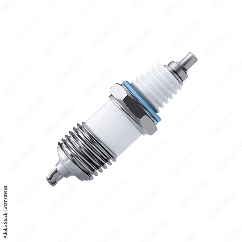 Industrial hydraulic valve component | Mechanical part with blue accents, isolated on white Industrial hydraulic valve component | Mechanical part with blue accents, isolated on white
