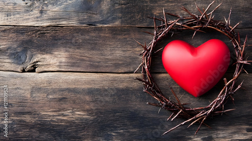 Red Heart in a Crown of Tho...