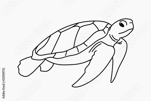 Turtle marine life hand drawn illustration vector