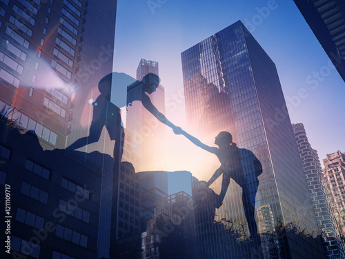 Fotografie Teamwork, unity, life goals and self improvement concept
