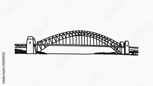 Sydney Harbour Bridge Australia hand drawn illustration vector