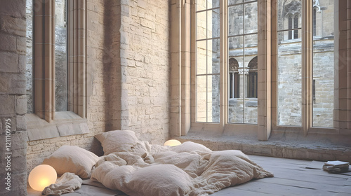 Cozy Bedroom in a Stone Cas...