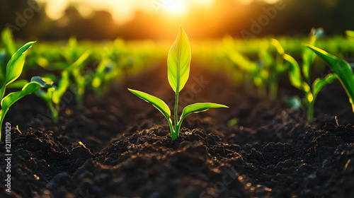 Young Plant Grows in Fertil...