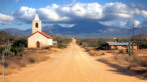 Desert Road Leads to a Smal...