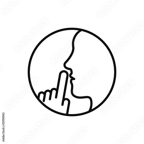 do not disturb icon, please do quiet, pssst or shhh gesture lips, silence or secret, keep shut mouth, line symbol on white background - editable stroke vector