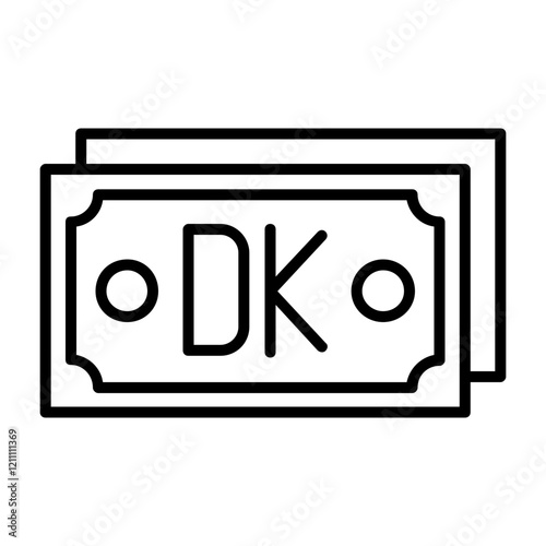Danish Krone Note Outline Style Icon