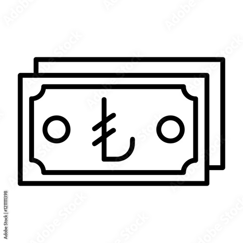 Turkish Lira Note Outline Style Icon photo