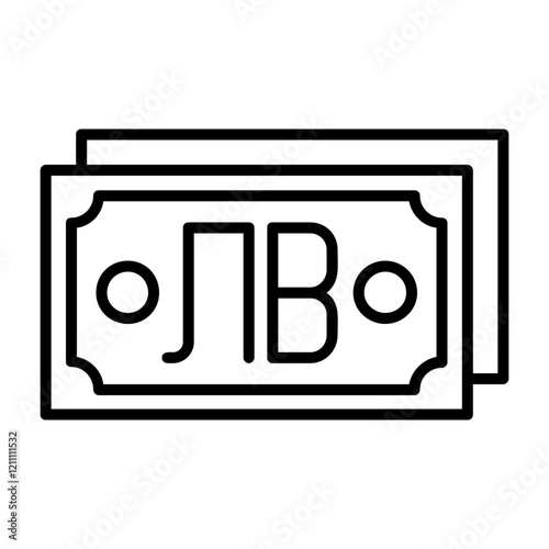 Bulgarian Lev Note Outline Style Icon