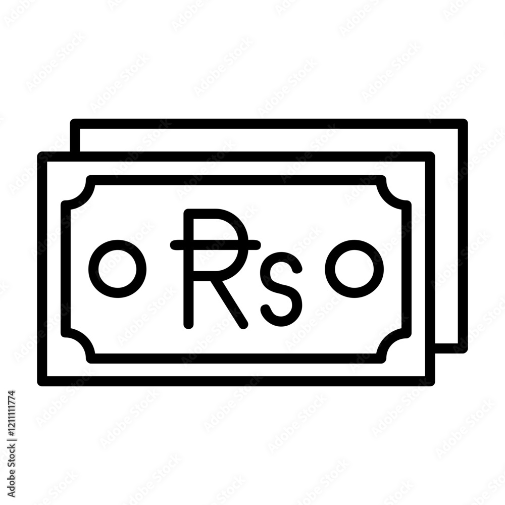 Mauritian Rupee Note Outline Style Icon Mauritian Rupee Note Outline Style Icon