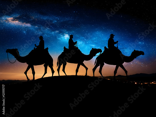 Three Travelers Ride Camels...