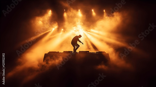 Silhouetted DJ performs on ...