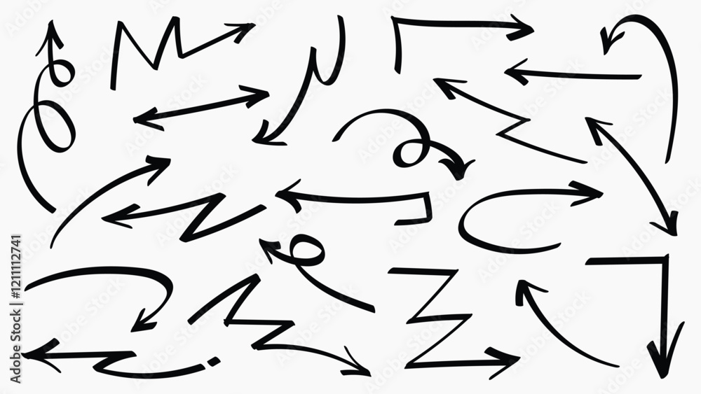 Set of simple lines hand drawn black arrows in various style. Set of simple of hand drawn black arrows. Set of simple lines hand drawn black arrows. Various of simple lines arrows collection Set of simple lines hand drawn black arrows in various style. Set of simple of hand drawn black arrows. Set of simple lines hand drawn black arrows. Various of simple lines arrows collection