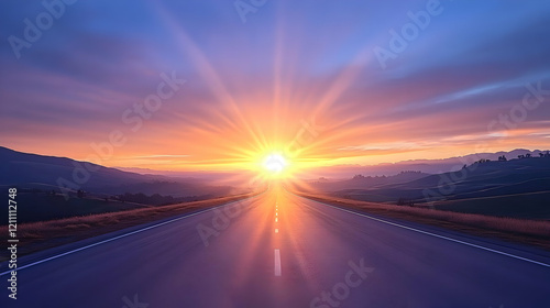Empty Road Leads Towards a ...
