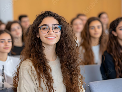 Smiling Student Sits Attent...