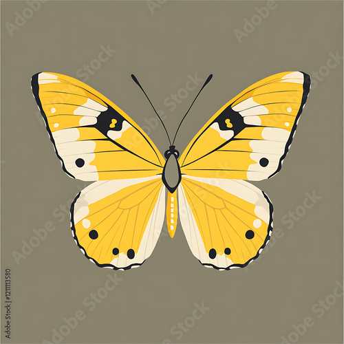 Butterfly yellow isolated on white background. Butterflies Insects Lepidoptera Morpho amathonte. Emblema icons vector illustration photo