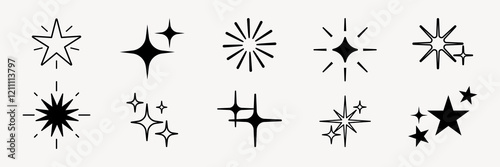 Shine star sparkle vector set. Sparkle star icons. Shine icon. Stars sparkle doodles vector. Set sparkles star symbols vector. Bright sparkle, star sparkle, shiny flash star. Star shine sparkle icon