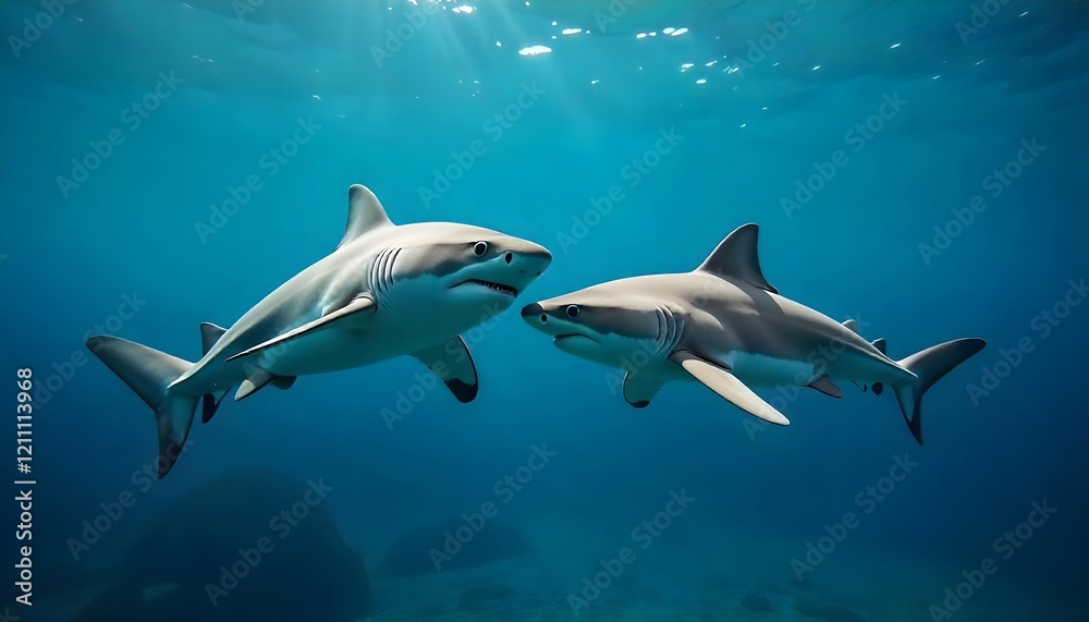 Fototapeta premium Oceanic Sharks Underwater Scene Wildlife Photography