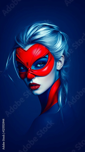 Mysterious Woman in Red Mas...