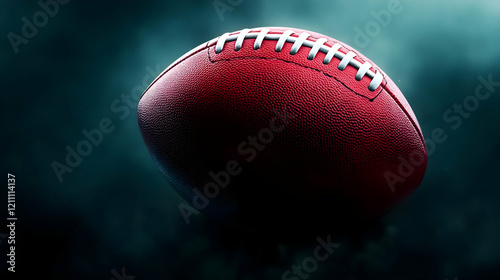 Red Football Hovers Mysteriously in a Dark, Smoky Atmosphere photo