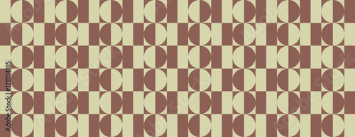 Geometric vector background with a retro style. Brown and beige colors create a repeating pattern. Brown and beige enhance the vintage background. Brown retro geometric seamless pattern background.